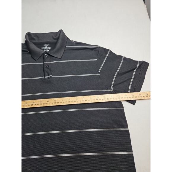 Van Hueusen Polo Shirt Traveler Large Black and White Stripes Van Huesen Buttons - Picture 3 of 5